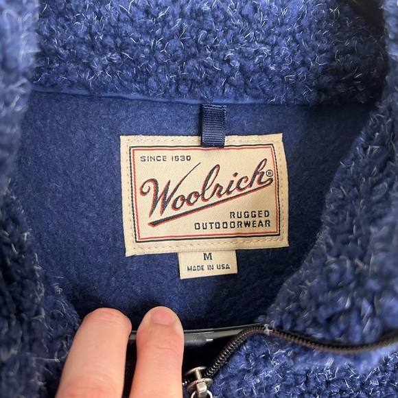 Woolrich Pullover 1/4 Zip Waffle Knit Fleece Top Blue Men's Medium New With Tags - Picture 6 of 9